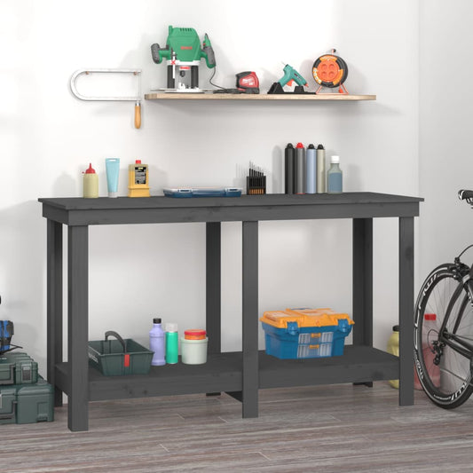 Werkbank Grau 140x50x80 cm Massivholz Kiefer - Pazzar.ch