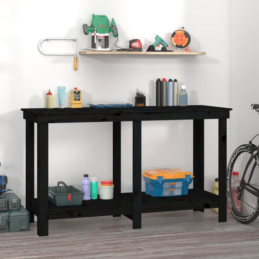 Werkbank Schwarz 140x50x80 cm Massivholz Kiefer - Pazzar.ch