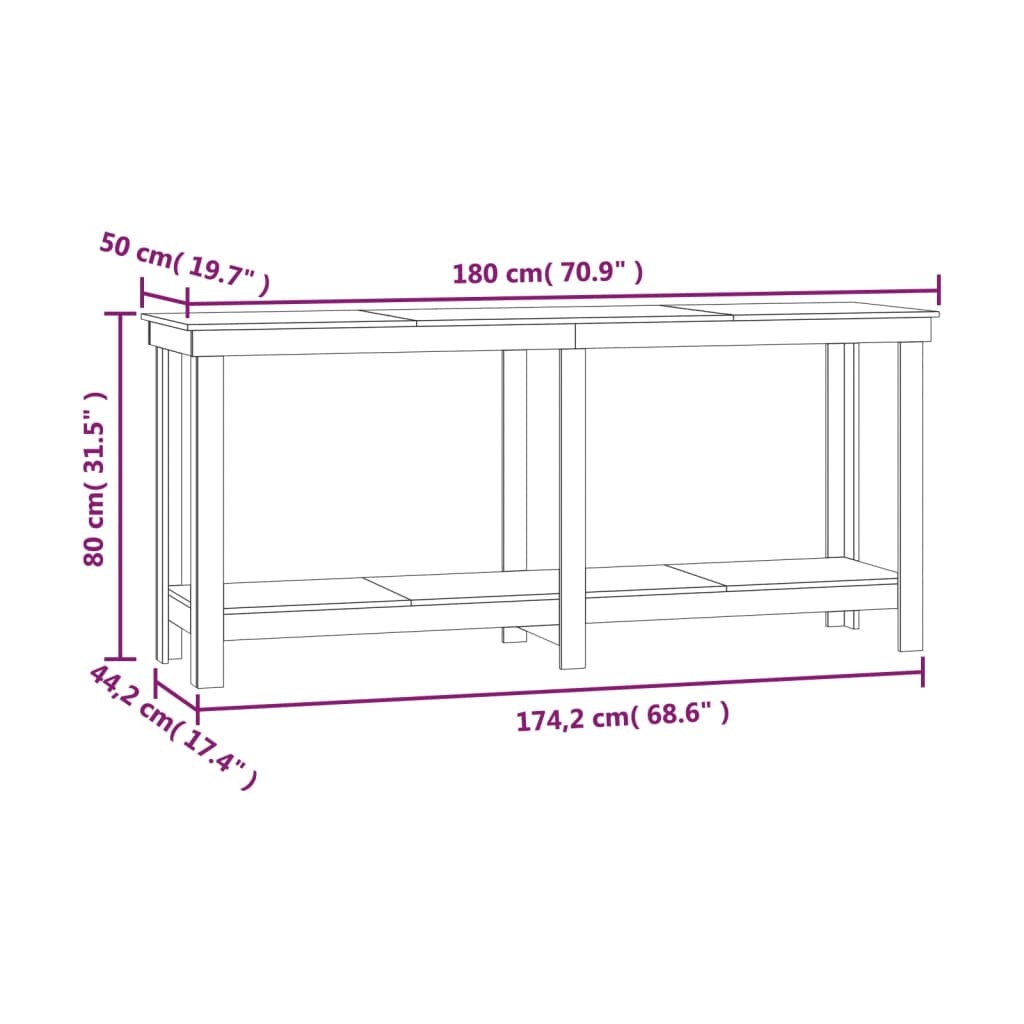 Werkbank Weiß 180x50x80 cm Massivholz Kiefer - Pazzar.ch