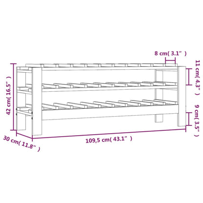 Weinregal 109,5x30x42 cm Massivholz Kiefer - Pazzar.ch