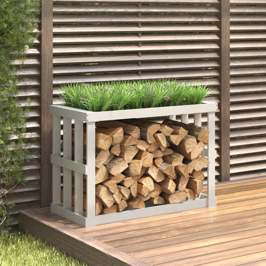 Outdoor-Kaminholzregal Weiß 108x52x74 cm Massivholz Kiefer - Pazzar.ch