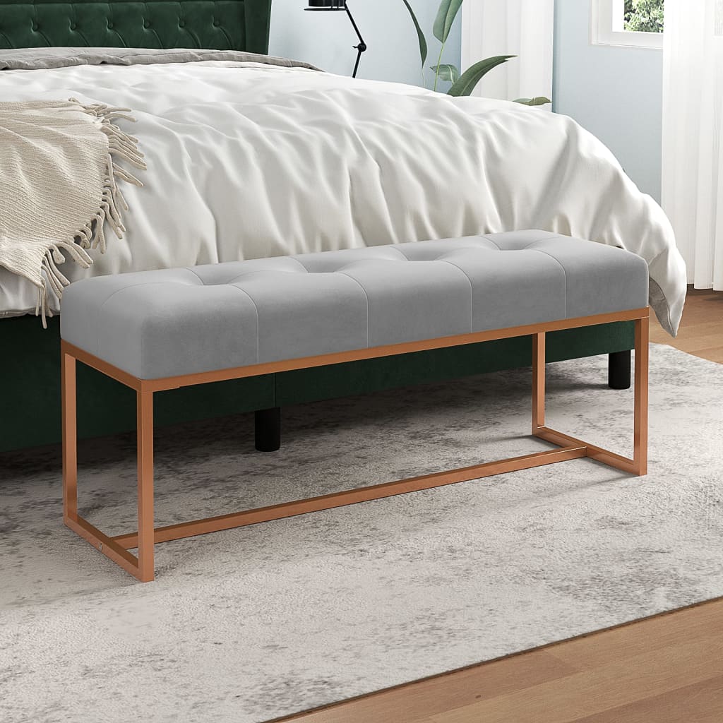 Sitzbank Grau 110x36x45 cm Samt - Pazzar.ch