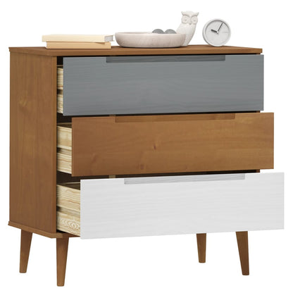 Schubladenschrank MOLDE Braun 80x40x80 cm Massivholz Kiefer - Pazzar.ch