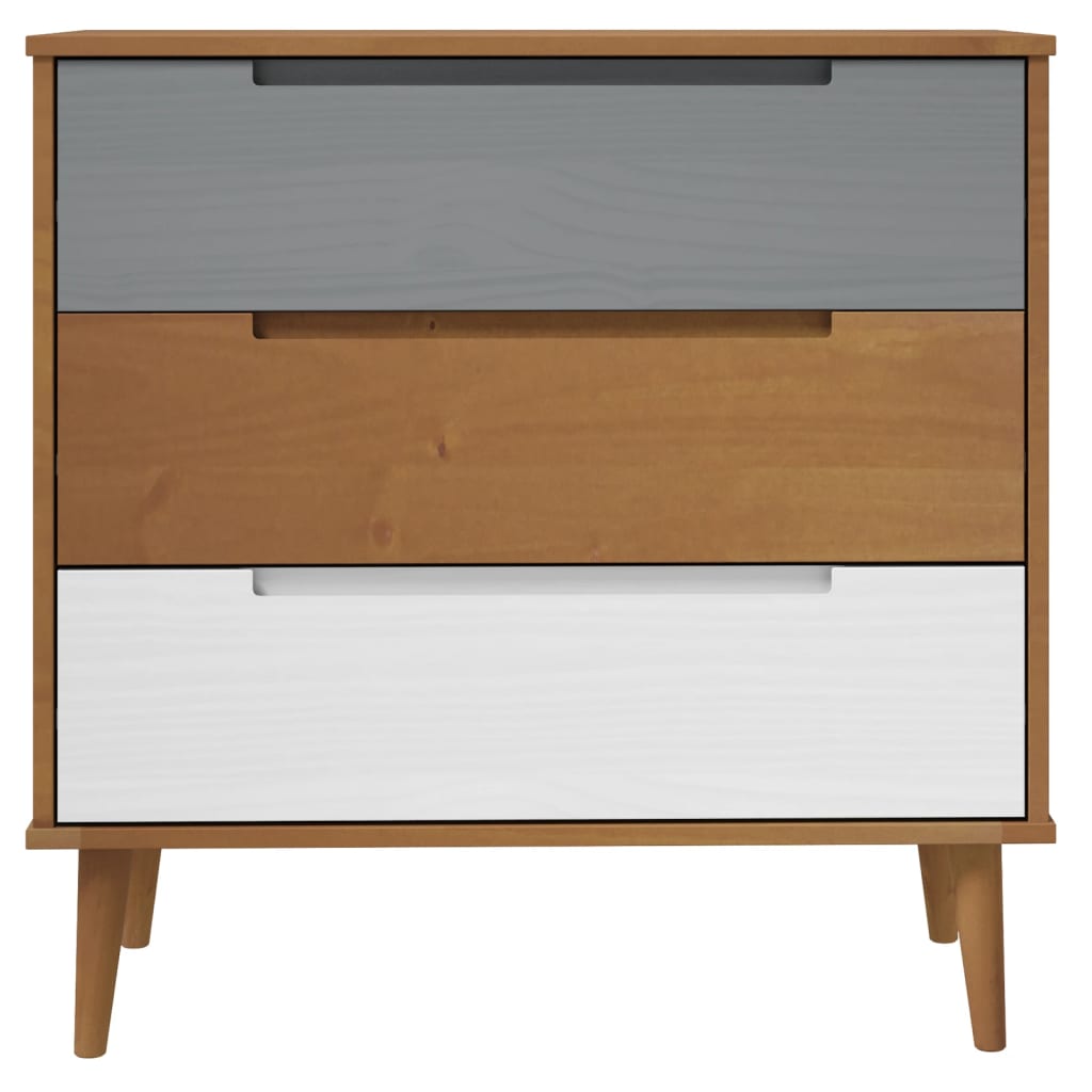 Schubladenschrank MOLDE Braun 80x40x80 cm Massivholz Kiefer - Pazzar.ch