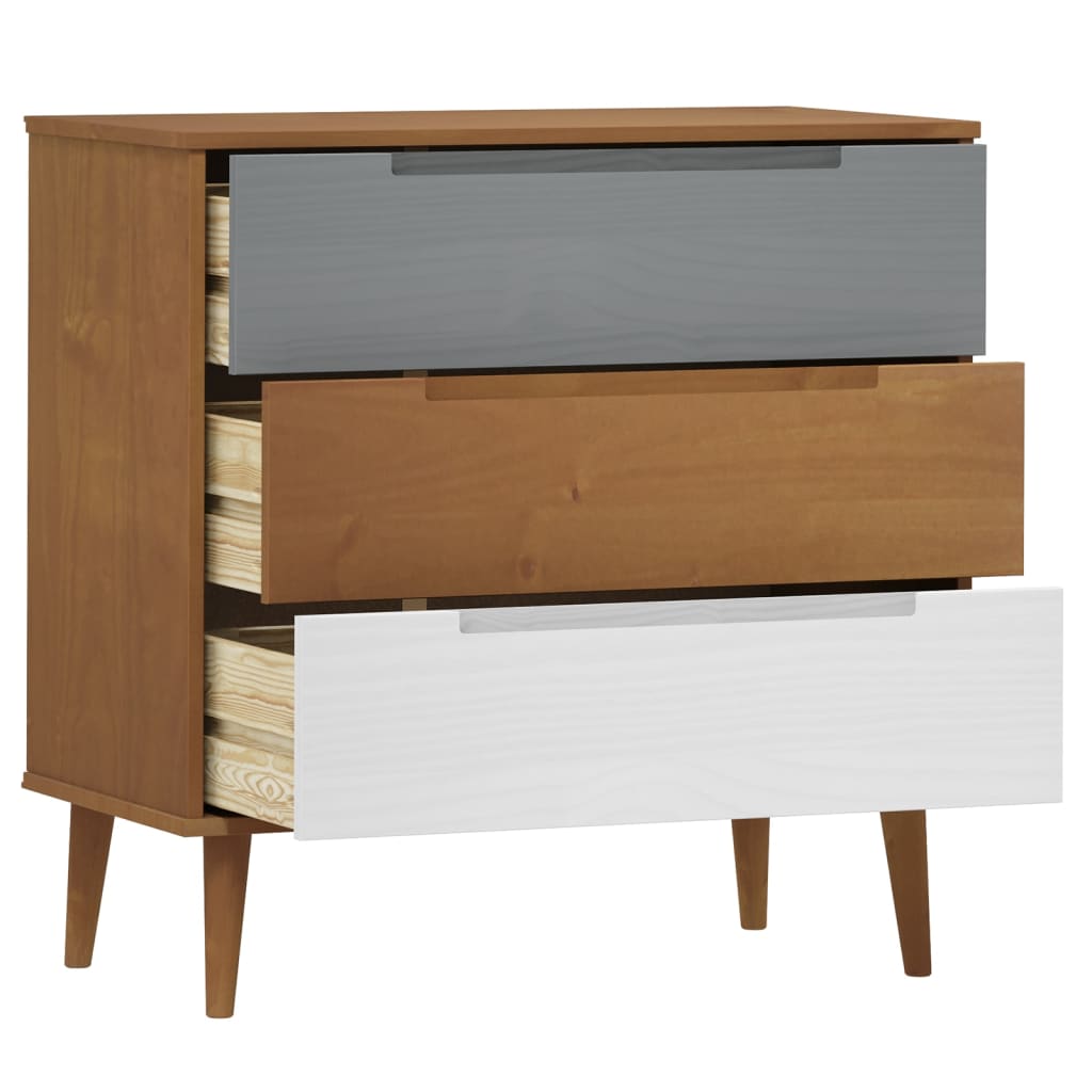 Schubladenschrank MOLDE Braun 80x40x80 cm Massivholz Kiefer - Pazzar.ch