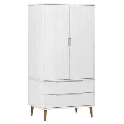 Kleiderschrank MOLDE Weiß 90x55x175 cm Massivholz Kiefer - Pazzar.ch