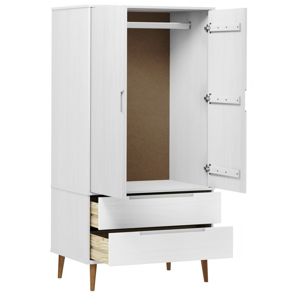 Kleiderschrank MOLDE Weiß 90x55x175 cm Massivholz Kiefer - Pazzar.ch