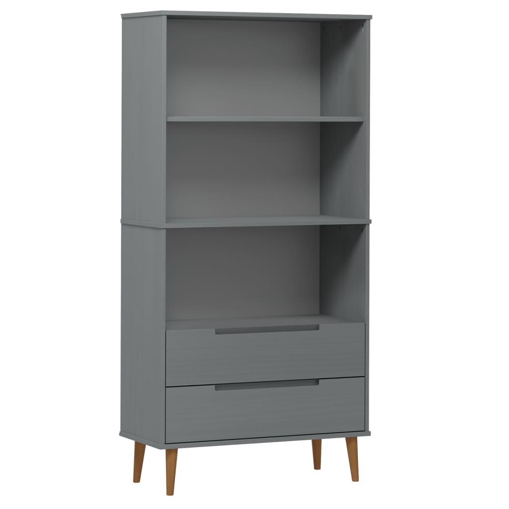 Bücherregal MOLDE Grau 85x35x170,5 cm Massivholz Kiefer - Pazzar.ch
