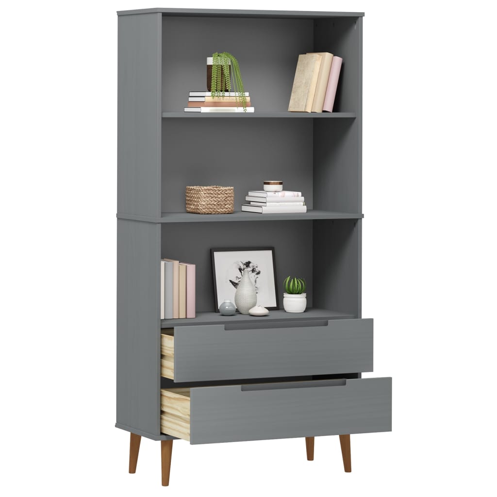 Bücherregal MOLDE Grau 85x35x170,5 cm Massivholz Kiefer - Pazzar.ch