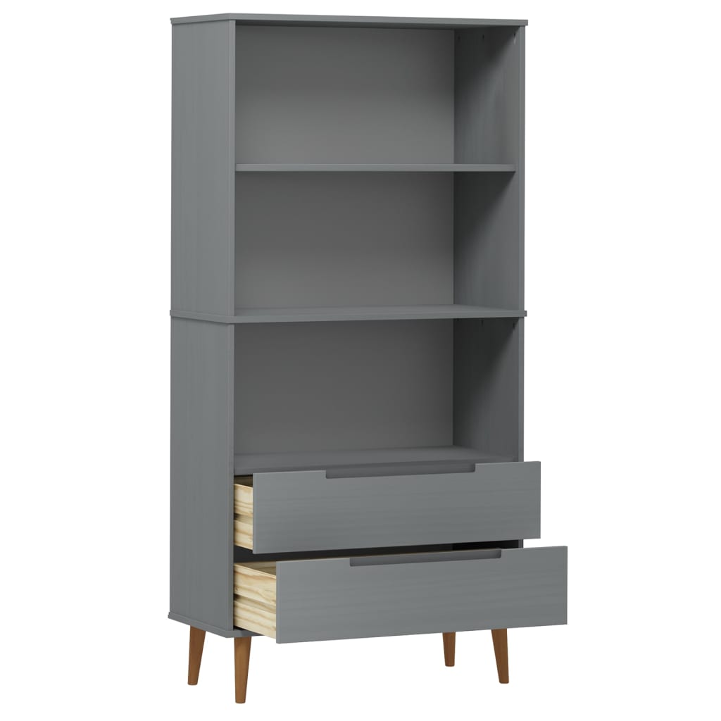 Bücherregal MOLDE Grau 85x35x170,5 cm Massivholz Kiefer - Pazzar.ch