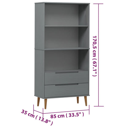 Bücherregal MOLDE Grau 85x35x170,5 cm Massivholz Kiefer - Pazzar.ch