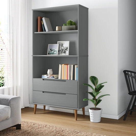 Bücherregal MOLDE Grau 85x35x170,5 cm Massivholz Kiefer - Pazzar.ch
