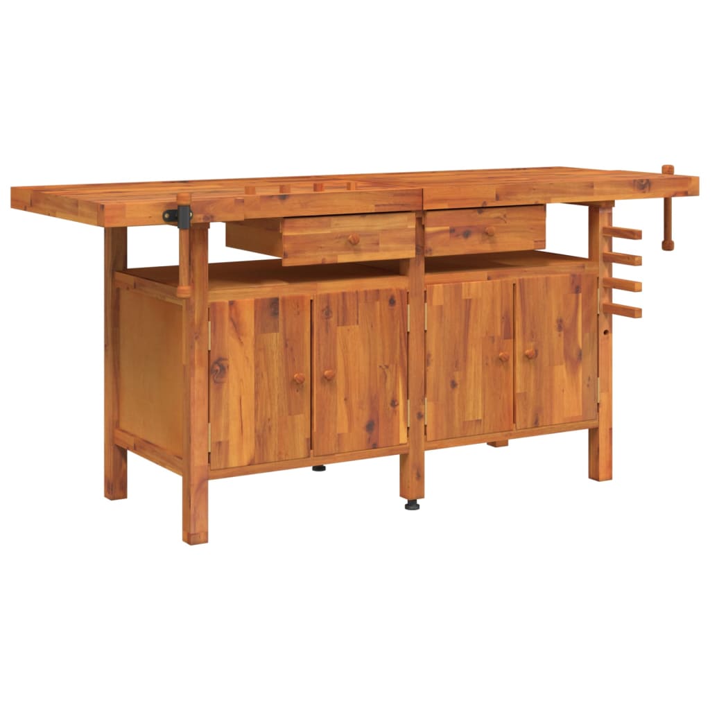 Werkbank mit Schubladen Schraubstöcken 192x62x83 cm Akazienholz - Pazzar.ch