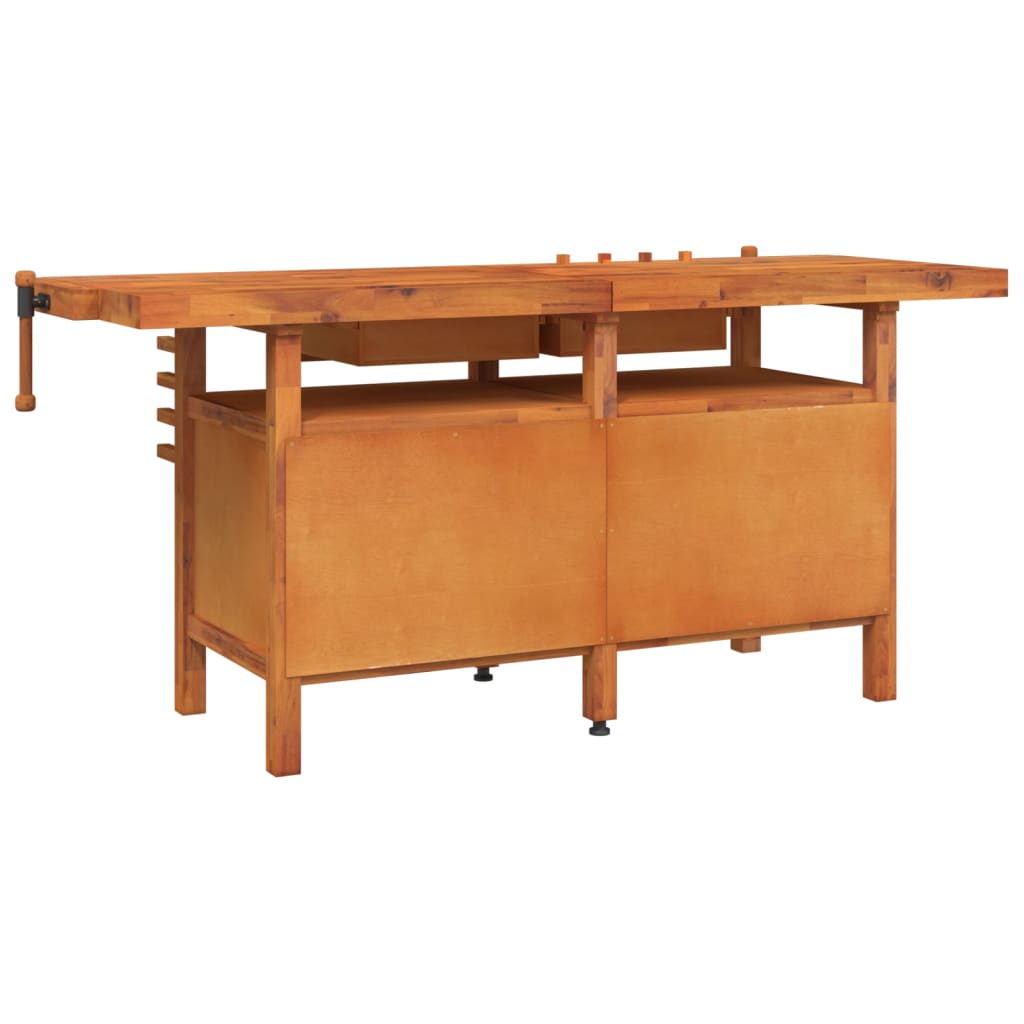 Werkbank mit Schubladen Schraubstöcken 192x62x83 cm Akazienholz - Pazzar.ch