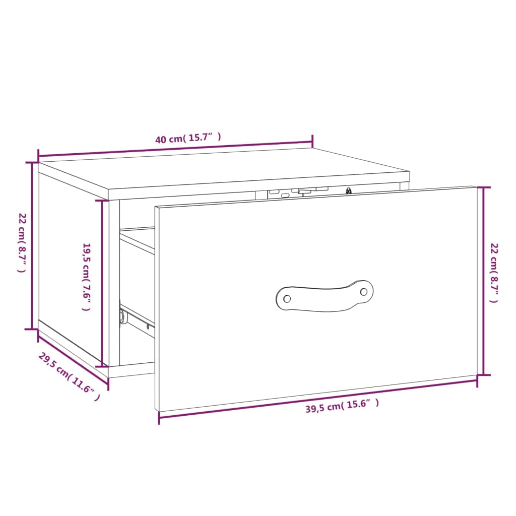 Wand-Nachttisch Honigbraun 40x29,5x22 cm - Pazzar.ch