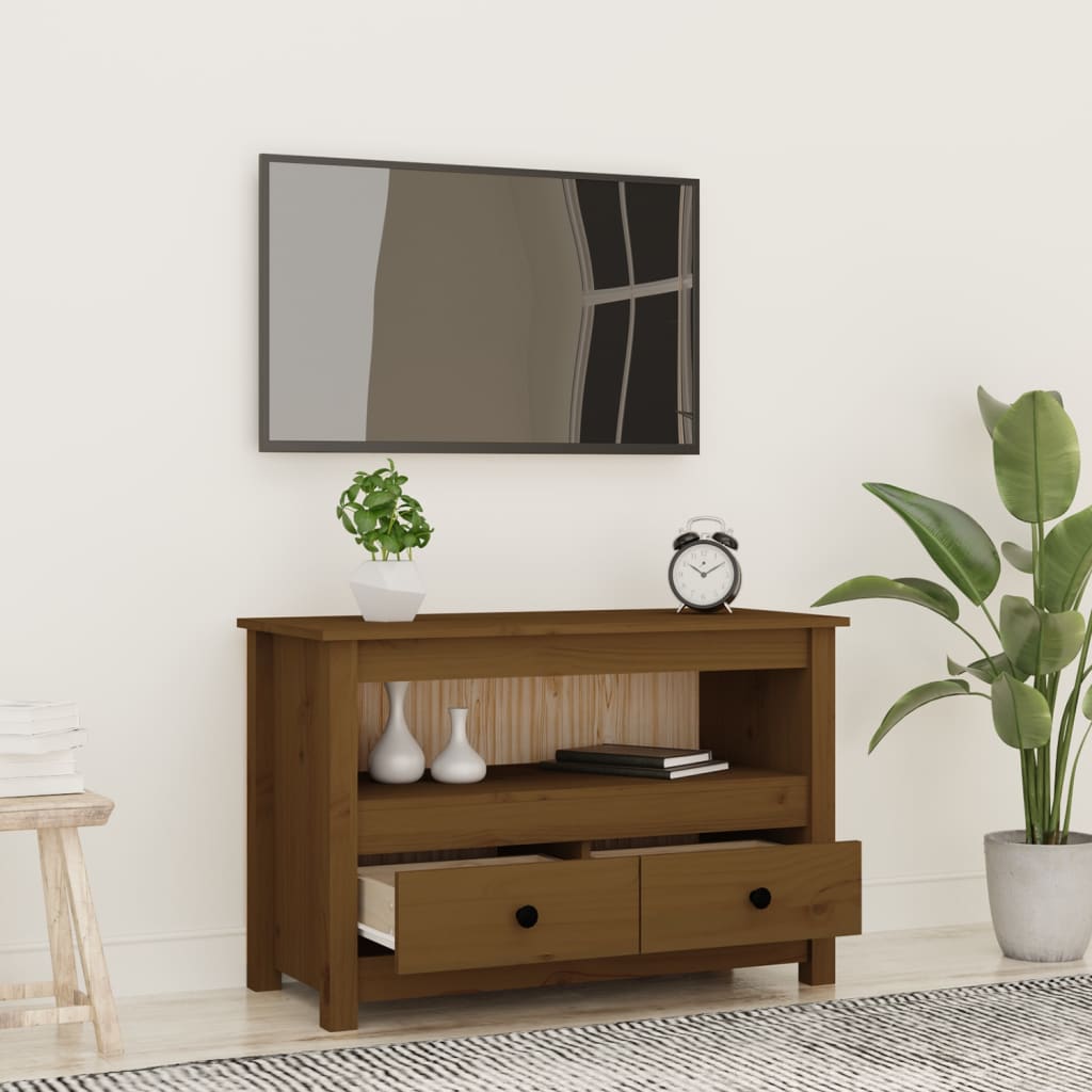TV-Schrank Honigbraun 79x35x52 cm Massivholz Kiefer - Pazzar.ch