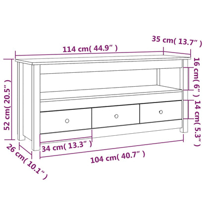 TV-Schrank Schwarz 114x35x52 cm Massivholz Kiefer - Pazzar.ch