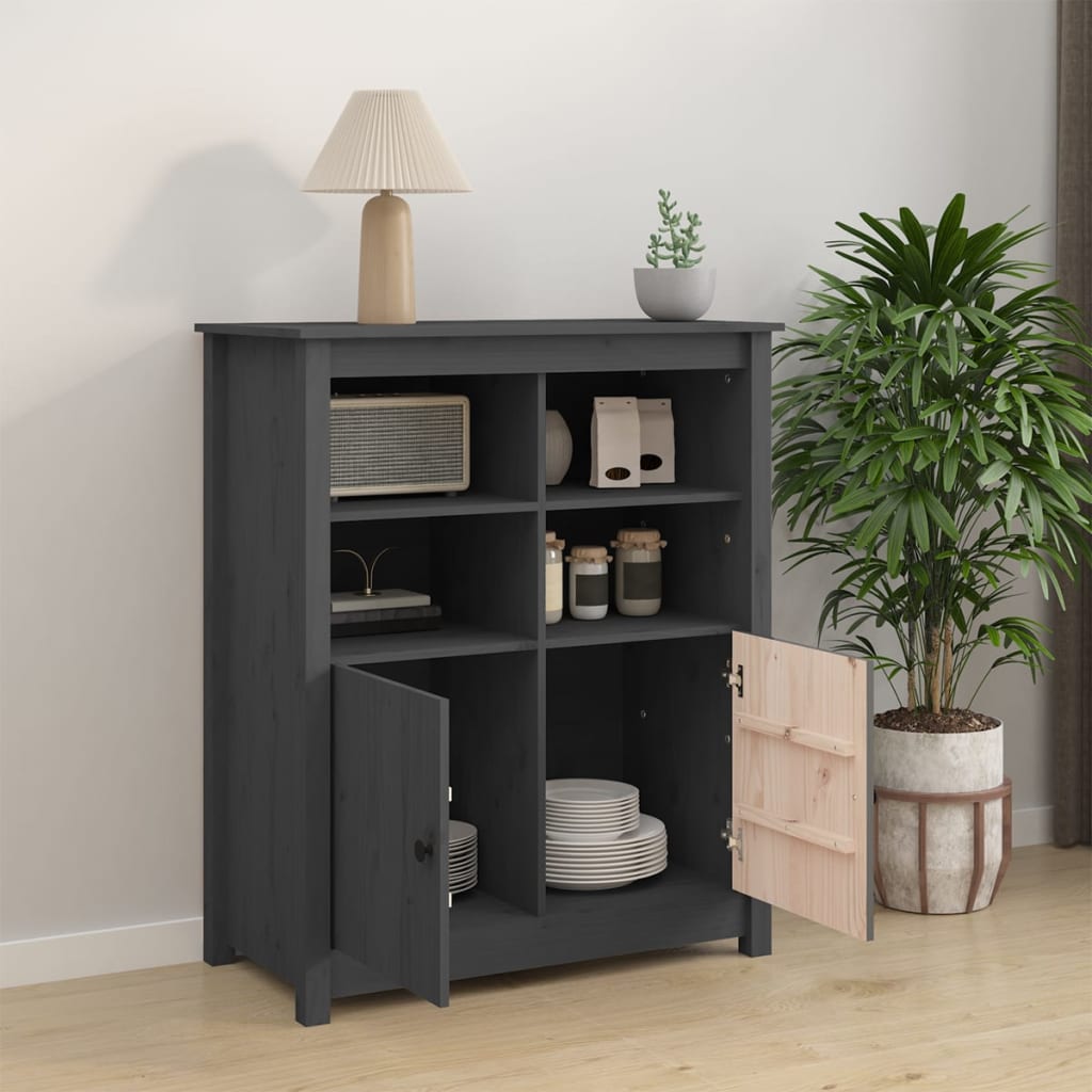 Sideboard Grau 83x41,5x100 cm Massivholz Kiefer - Pazzar.ch