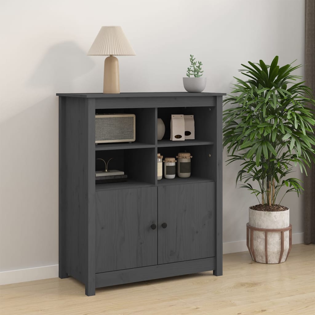 Sideboard Grau 83x41,5x100 cm Massivholz Kiefer - Pazzar.ch