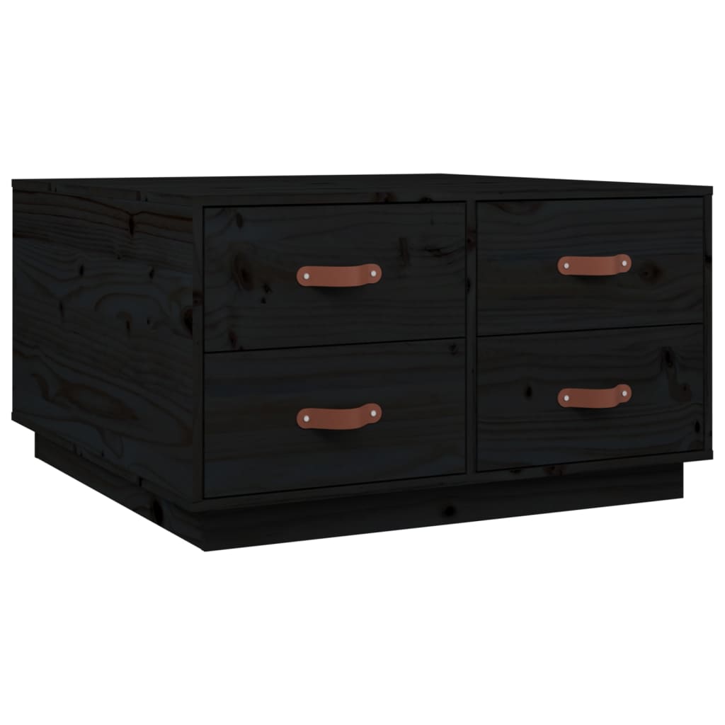 Couchtisch Schwarz 80x80x45 cm Massivholz Kiefer - Pazzar.ch