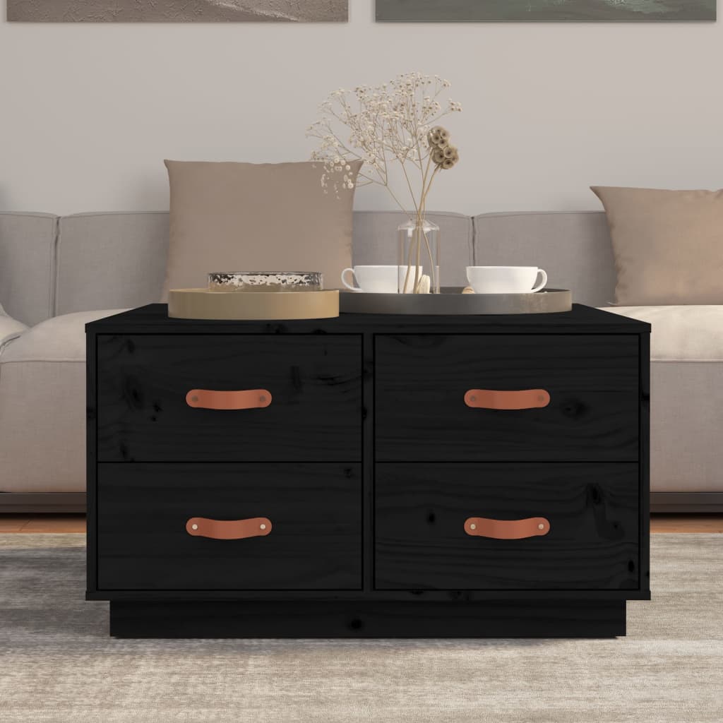 Couchtisch Schwarz 80x80x45 cm Massivholz Kiefer - Pazzar.ch
