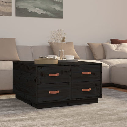 Couchtisch Schwarz 80x80x45 cm Massivholz Kiefer - Pazzar.ch