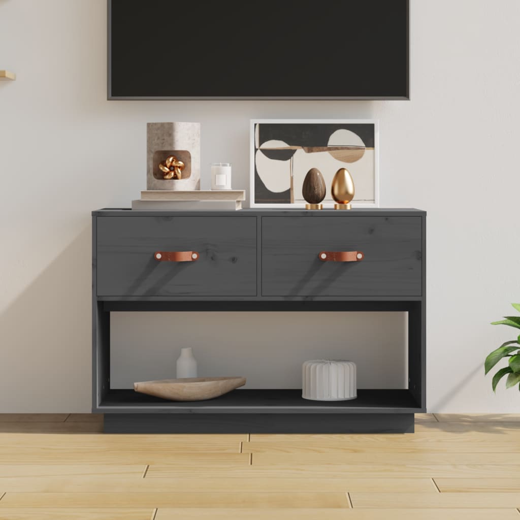 TV-Schrank Grau 90x40x60 cm Massivholz Kiefer - Pazzar.ch