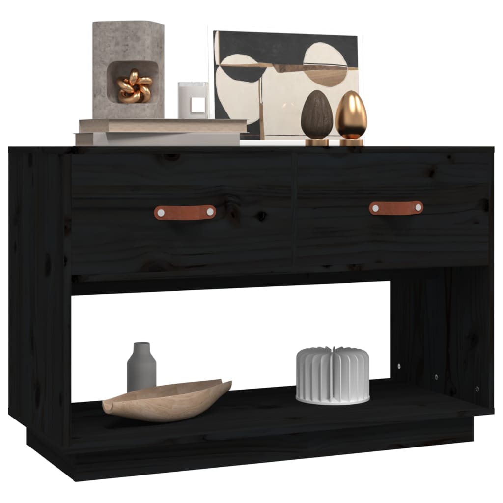 TV-Schrank Schwarz 90x40x60 cm Massivholz Kiefer - Pazzar.ch