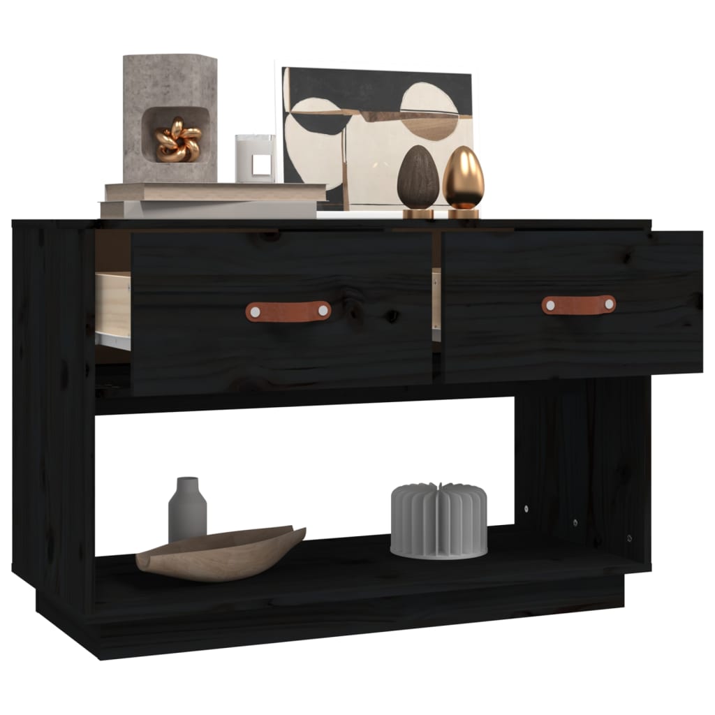 TV-Schrank Schwarz 90x40x60 cm Massivholz Kiefer - Pazzar.ch