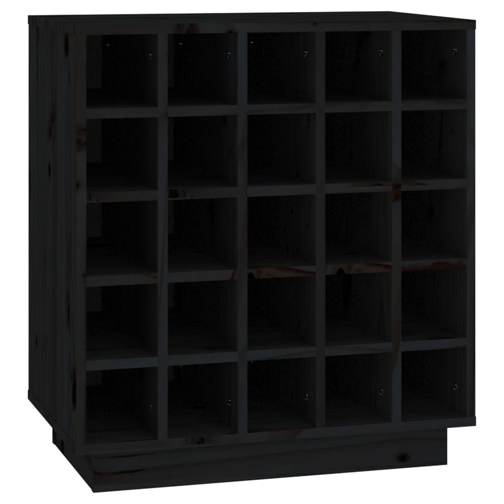 Weinregal Schwarz 55,5x34x61 cm Massivholz Kiefer - Pazzar.ch