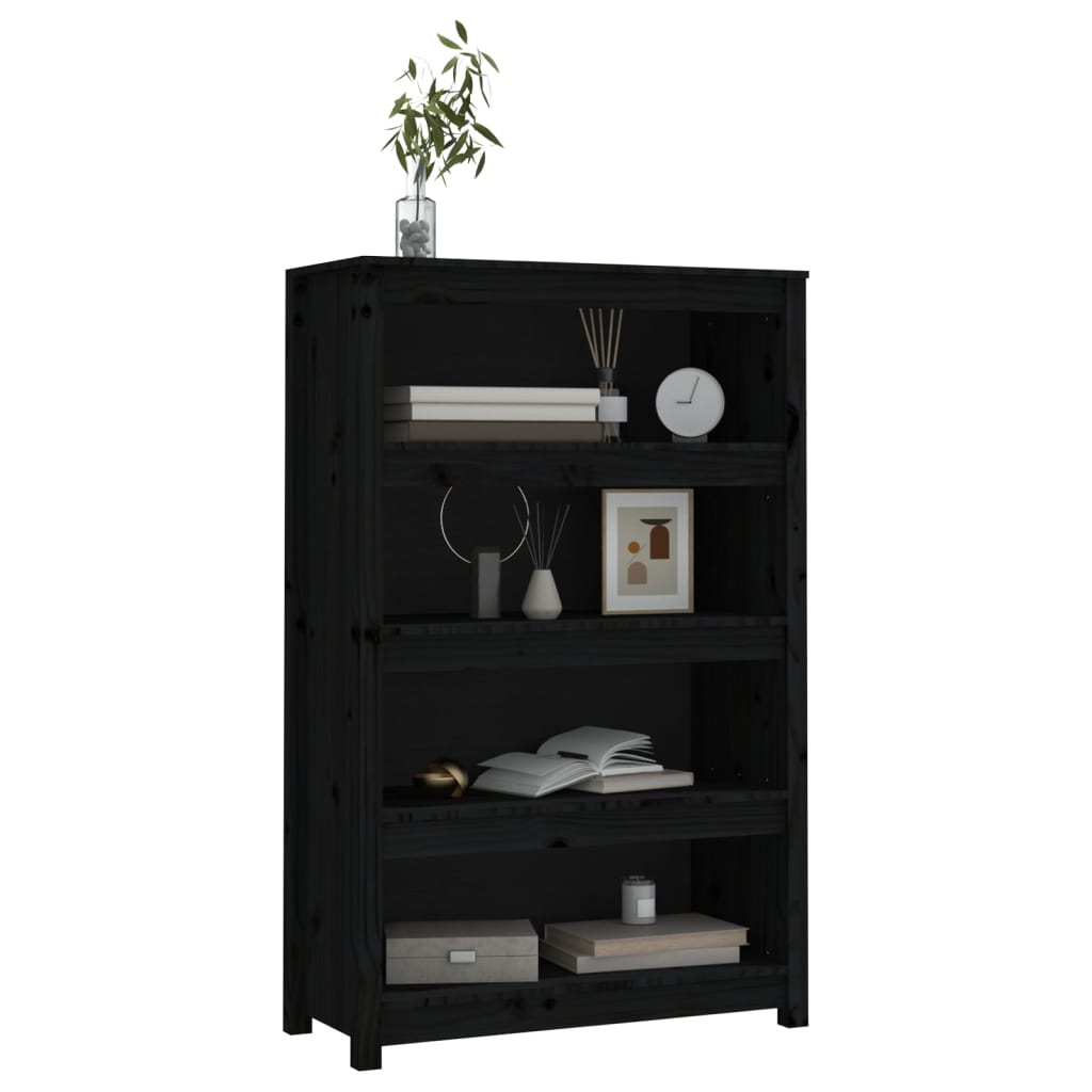 Bücherregal Schwarz 80x35x126 cm Massivholz Kiefer - Pazzar.ch