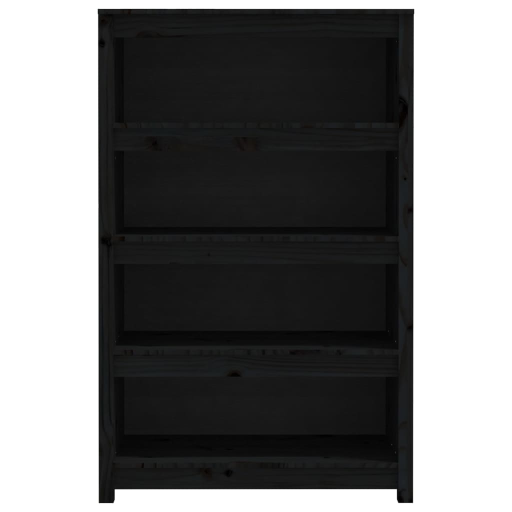 Bücherregal Schwarz 80x35x126 cm Massivholz Kiefer