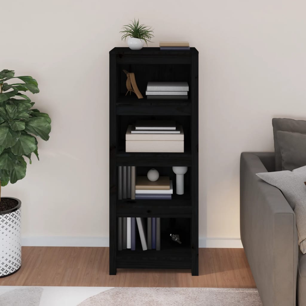 Bücherregal Schwarz 50x35x125,5 cm Massivholz Kiefer - Pazzar.ch