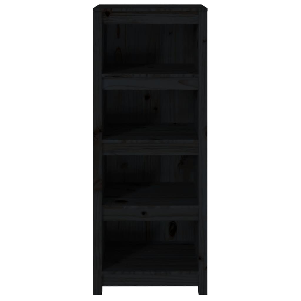 Bücherregal Schwarz 50x35x125,5 cm Massivholz Kiefer
