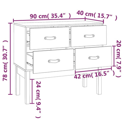 Konsolenschrank 90x40x78 cm Massivholz Kiefer - Pazzar.ch