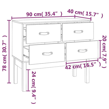 Konsolenschrank Weiß 90x40x78 cm Massivholz Kiefer - Pazzar.ch
