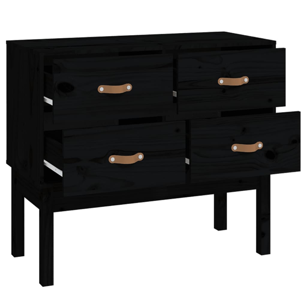 Konsolenschrank Schwarz 90x40x78 cm Massivholz Kiefer - Pazzar.ch