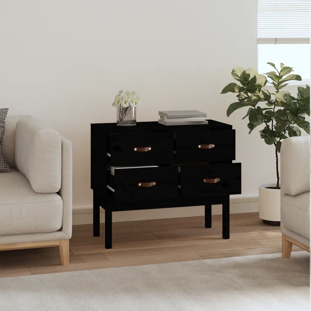 Konsolenschrank Schwarz 90x40x78 cm Massivholz Kiefer - Pazzar.ch