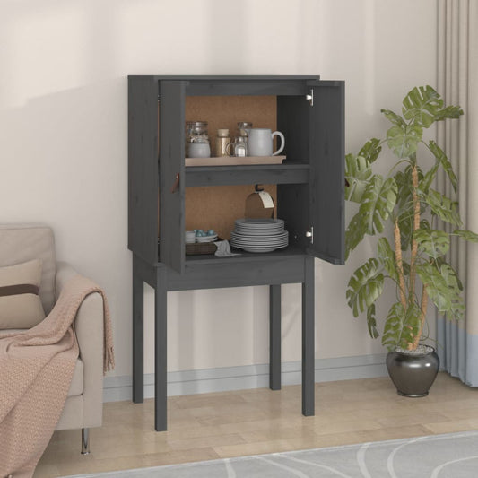 Highboard Grau 60x40x120 cm Massivholz Kiefer - Pazzar.ch