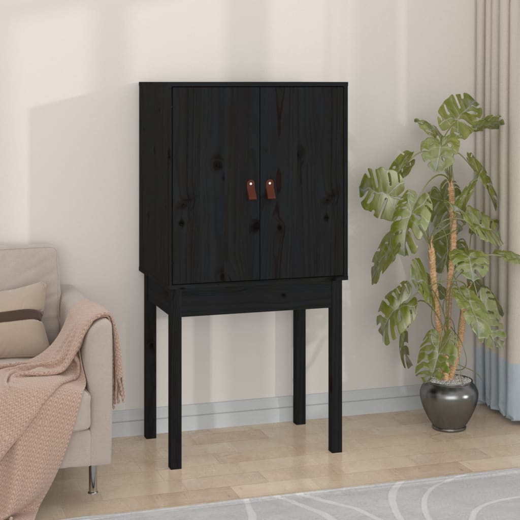 Highboard Schwarz 60x40x120 cm Massivholz Kiefer - Pazzar.ch