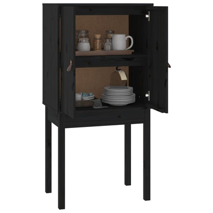 Highboard Schwarz 60x40x120 cm Massivholz Kiefer - Pazzar.ch