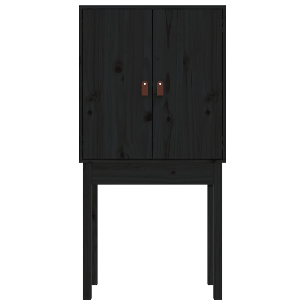 Highboard Schwarz 60x40x120 cm Massivholz Kiefer