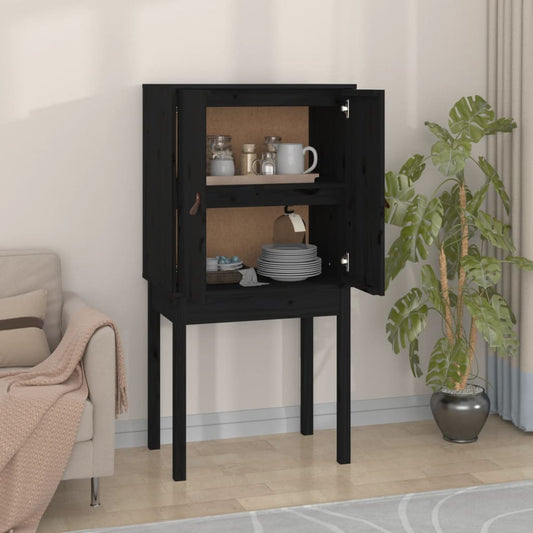 Highboard Schwarz 60x40x120 cm Massivholz Kiefer - Pazzar.ch
