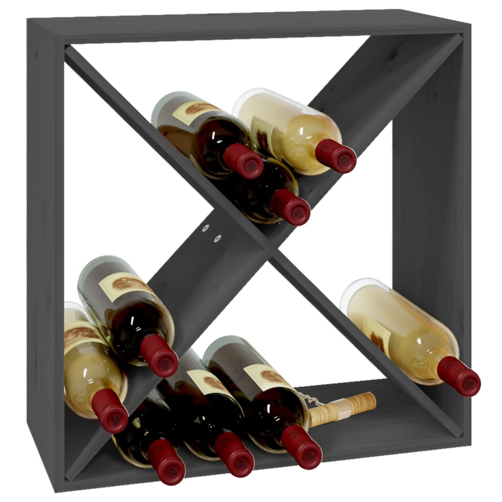 Weinregal Grau 62x25x62 cm Massivholz Kiefer - Pazzar.ch