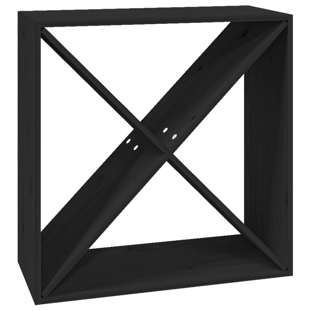 Weinregal Schwarz 62x25x62 cm Massivholz Kiefer - Pazzar.ch