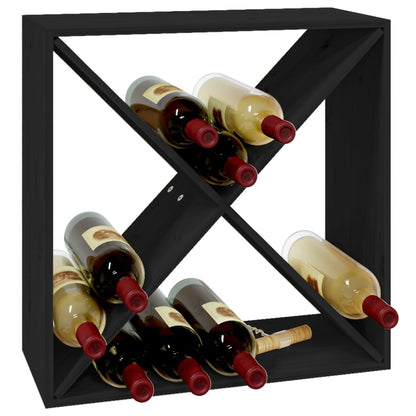 Weinregal Schwarz 62x25x62 cm Massivholz Kiefer - Pazzar.ch