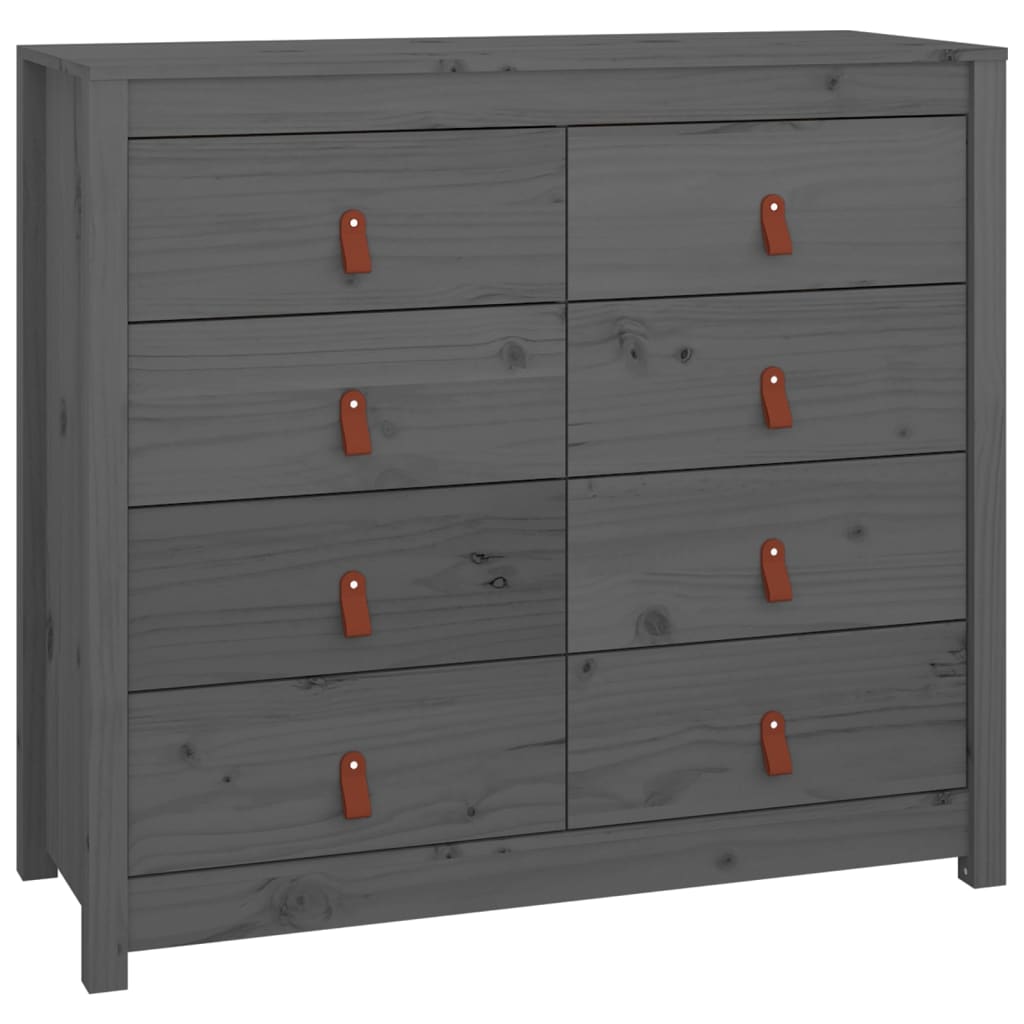 Beistellschrank Grau 100x40x90 cm Massivholz Kiefer - Pazzar.ch