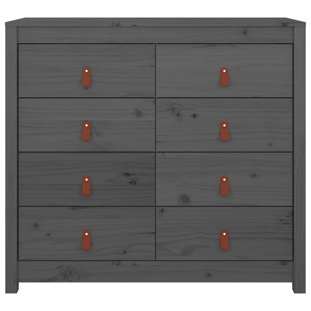 Beistellschrank Grau 100x40x90 cm Massivholz Kiefer - Pazzar.ch