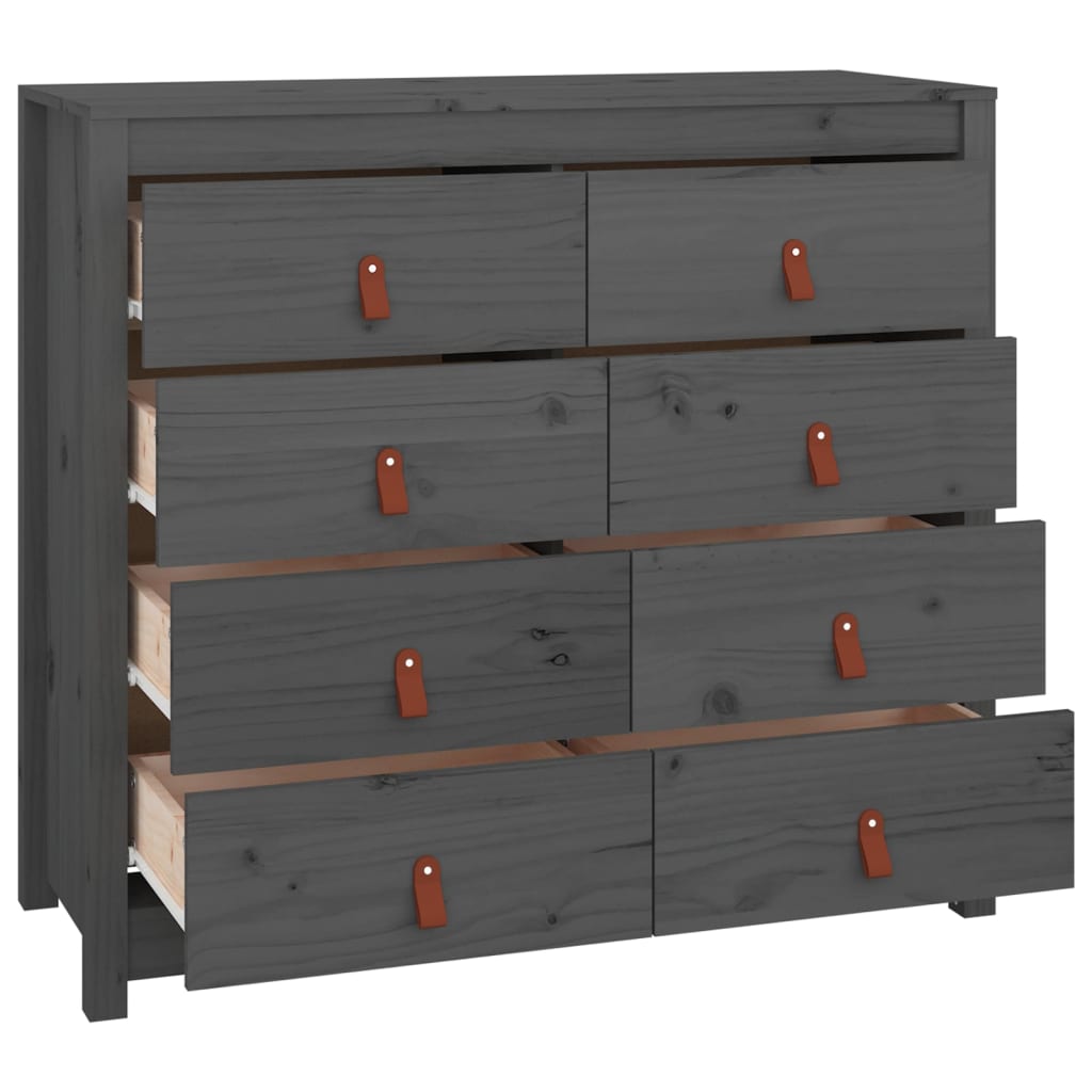 Beistellschrank Grau 100x40x90 cm Massivholz Kiefer - Pazzar.ch
