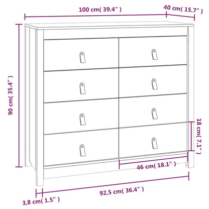 Beistellschrank Honigbraun 100x40x90 cm Massivholz Kiefer - Pazzar.ch